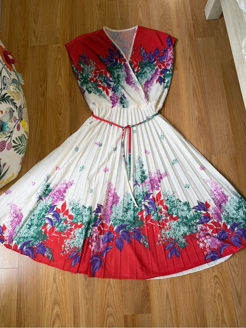 Boho, Cottagecore, Vintage Inspired Floral Pleated Midi Dress